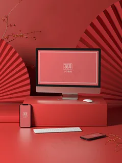 国潮风中式文创数字展示智能样机  国潮风中式文创数字展示智能样机