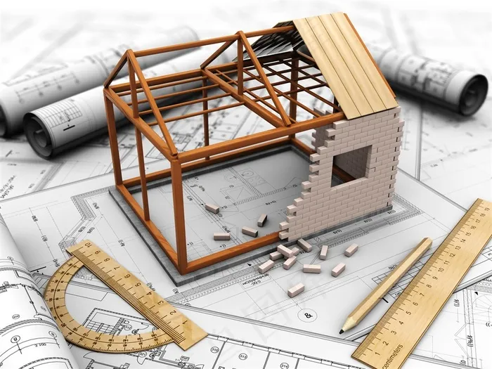 正在搭建的3d房屋模型高清图片