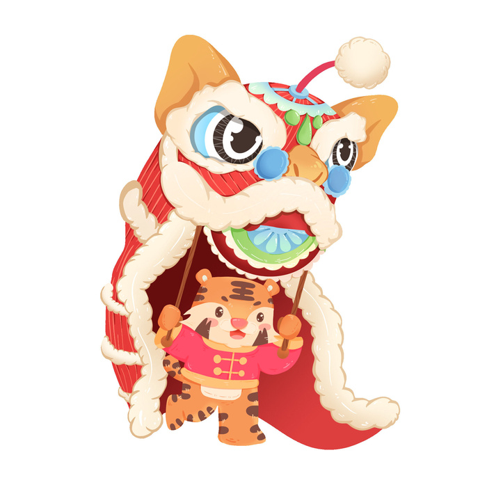 PNG免扣2022虎年新年春节元旦卡通老虎形象图片插画PSD设计素材