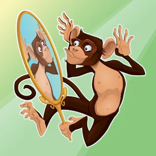 卡通小动物照镜