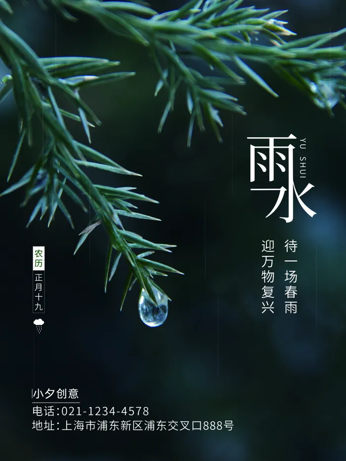 创意24节日二十四节气雨水春节春天宣传祝福海报模板PSD设计素材psd模版下载