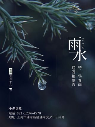 创意24节日二十四节气雨水春节春天宣传祝福海报模板PSD设计素材