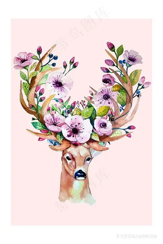 花纹麋鹿矢量插画