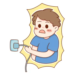 可爱手绘安全用电人物元素