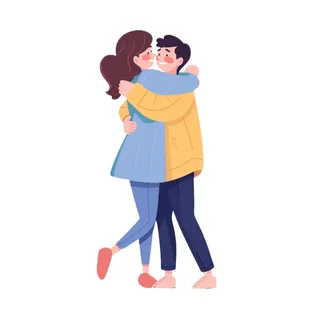 520情人节情侣拥抱花人物免抠