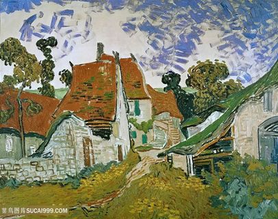 梵高乡村风景抽象油画图片