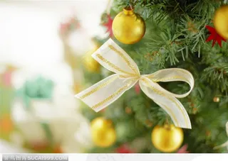 圣诞树上的漂亮蝴蝶结