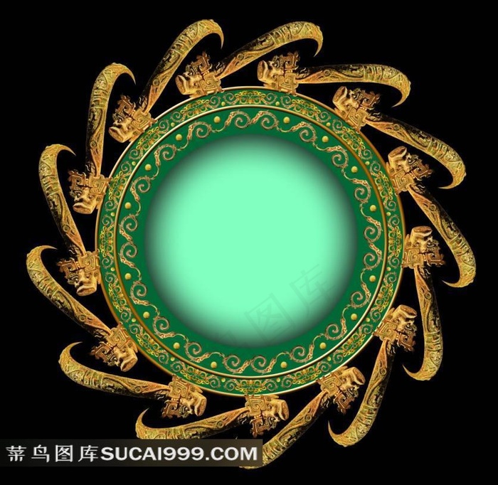中国古典青铜龙纹圆形图案