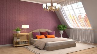 干净整齐的阁楼卧室高清摄影图片