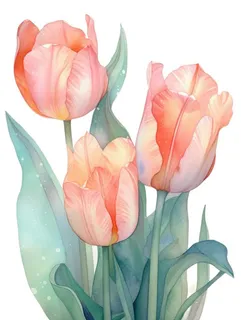 郁金香水彩鲜花元素 郁金香水彩鲜花元素