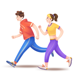 54青年节男女跑步场景插画