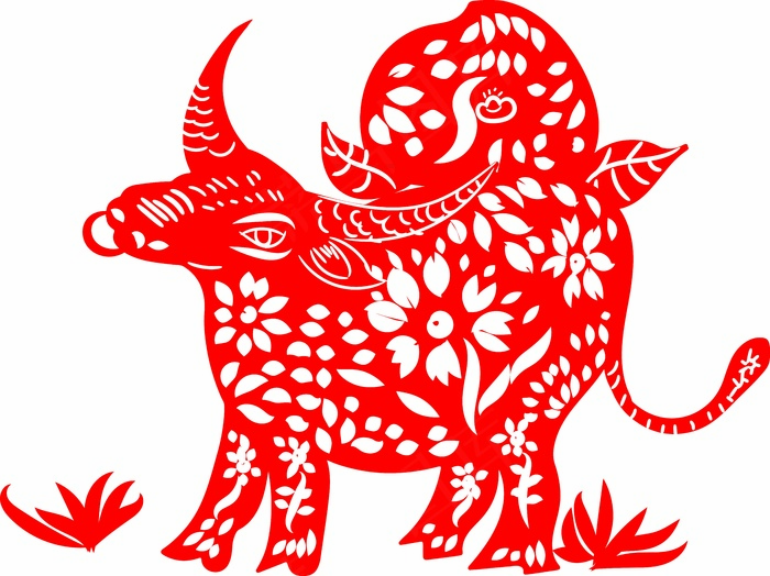 牛剪纸 剪纸风元素