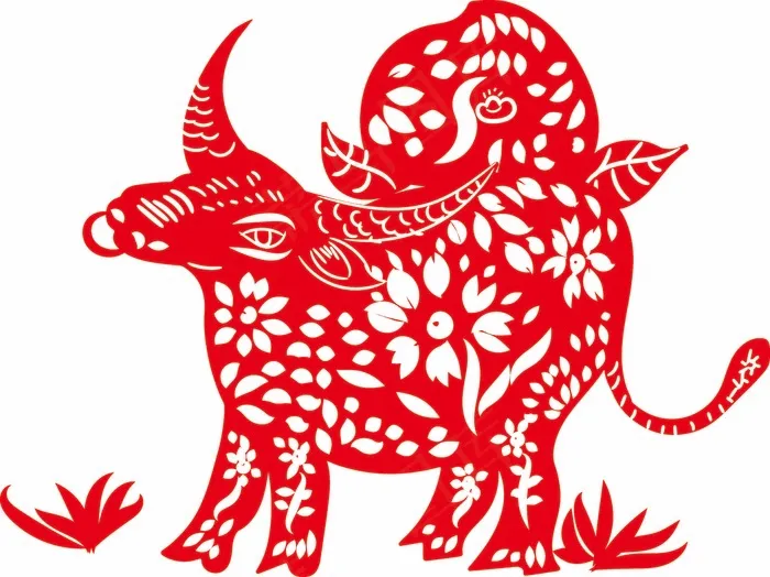 牛剪纸 剪纸风元素eps,ai矢量模版下载