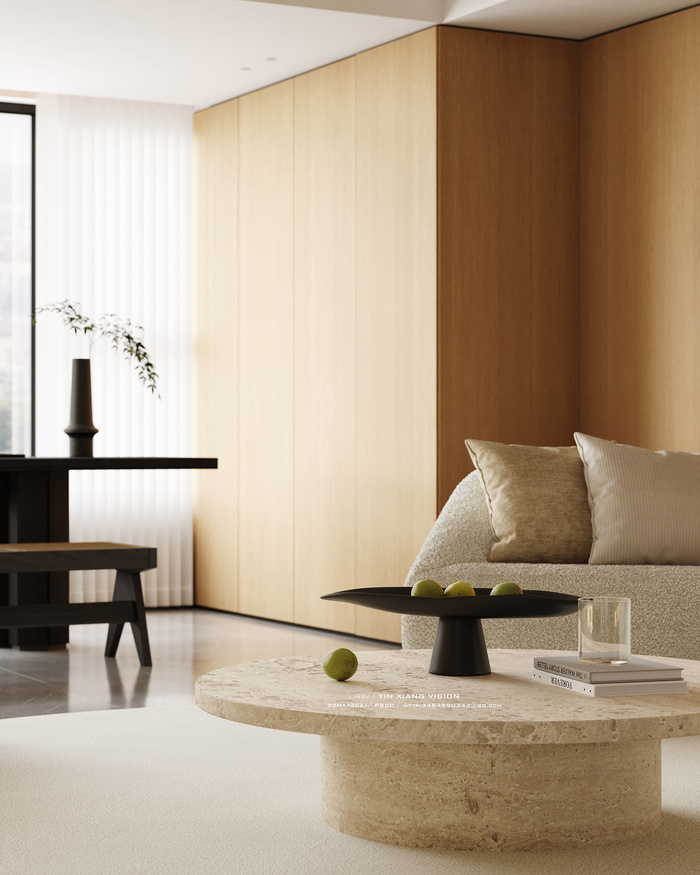 北欧简约现代艺术风格室内设计客厅沙发场景(17)