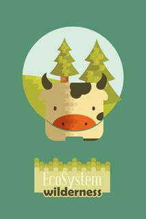 自然风景动物植物扁平矢量插画