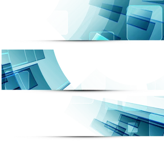 蓝色色块矩形科技kv主视觉