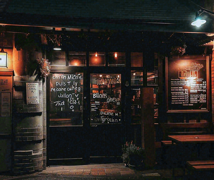 夜晚街道美食小店户外灯光摄影(1200x1008)
