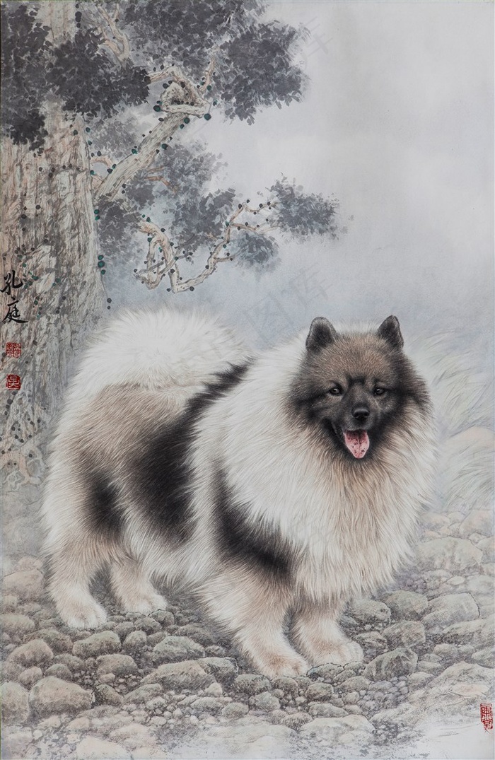 藩狗工笔画艺术画
