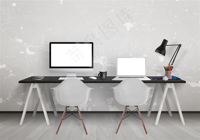 时尚简约办公桌设计素材