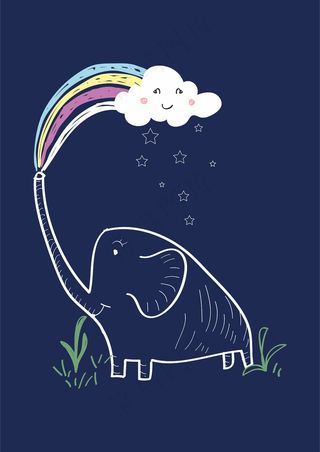 可爱小象 喷彩虹