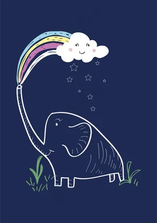 可爱小象 喷彩虹