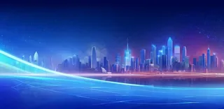 蓝色科技线条城市几何背景