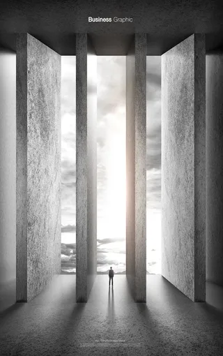 大气建筑空间高端商务海报PSD分层素材