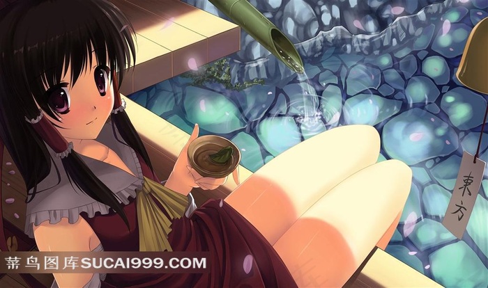 博丽灵梦泡脚的美少女