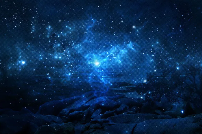 蓝色星空美丽夜景风景psd模版下载
