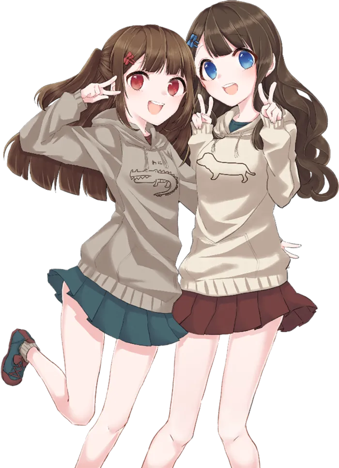 两个女孩开心素材卡通人物