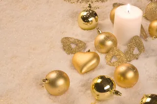 圣诞节蜡烛圣诞球装饰元素静物特写场景(61)