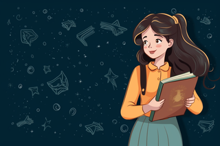 手里抱着书本的教师卡通插画背景