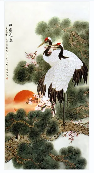 松鹤长春中式玄关画 松鹤长春中式玄关画