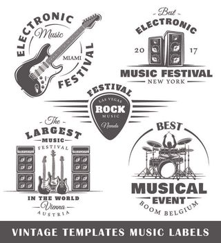 吉他标签,标签,贴纸,矢量图标