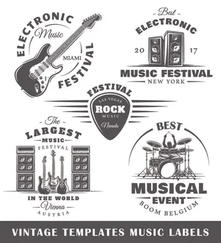 吉他标签,标签,贴纸,矢量图标