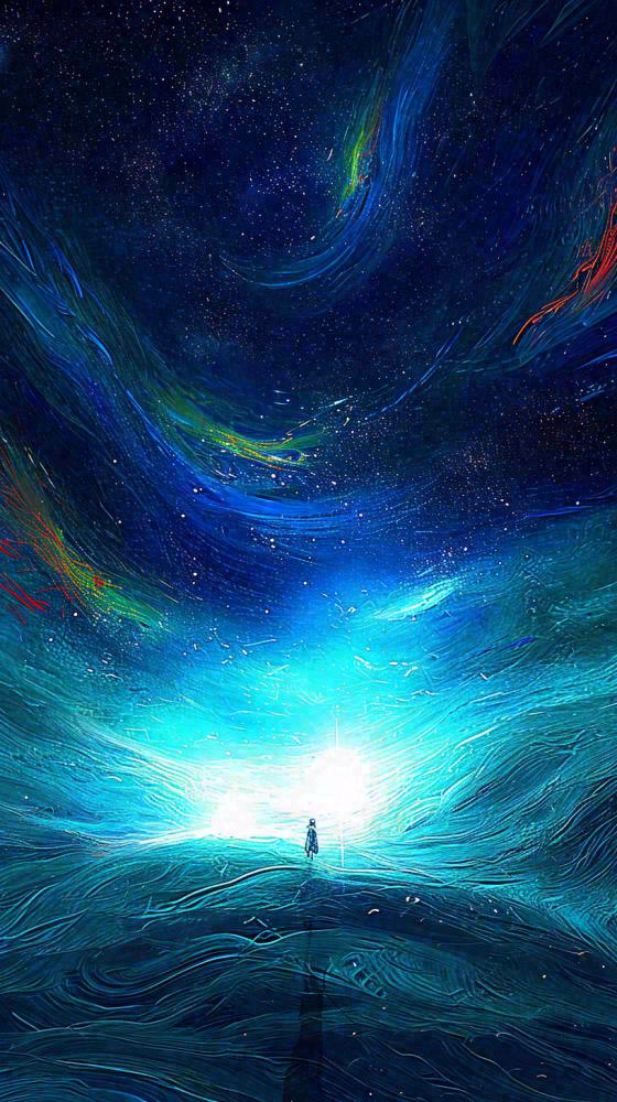 夜晚天蓝色天空科幻绚丽星空(816x1456)