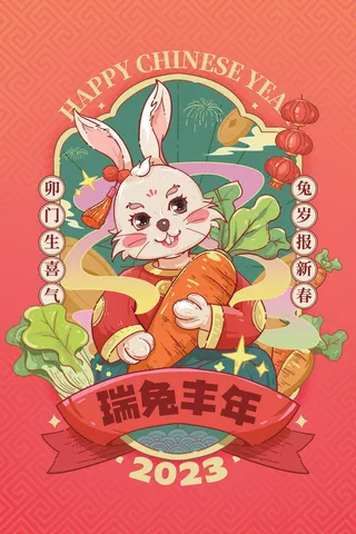 2023兔年新年春节海报