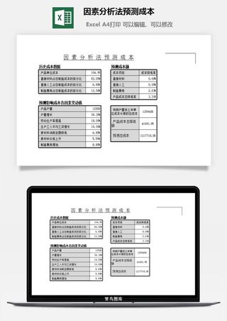因素分析法预测成本excel模板