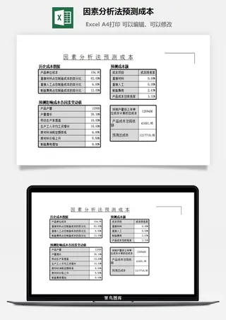 因素分析法预测成本excel模板