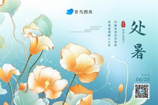 处暑国风典雅金黄色花清新节气banner