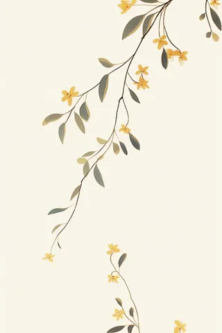 桂花枝叶清新黄色国风背景
