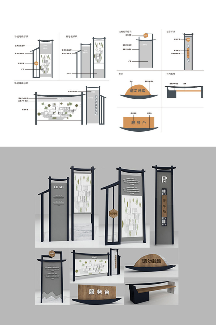 全套景区标识系统导视牌设计cdr矢量模版下载