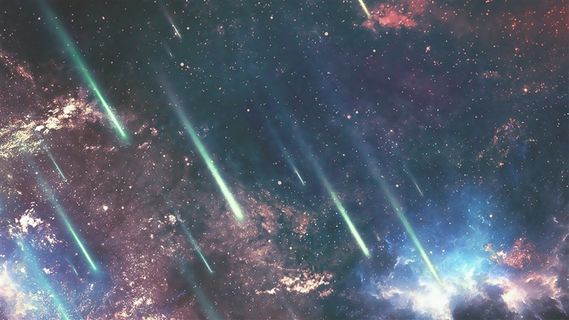 炫酷蓝色宇宙流星雨海报Banner高清图