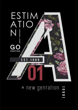 花卉艺术字体 英文排版