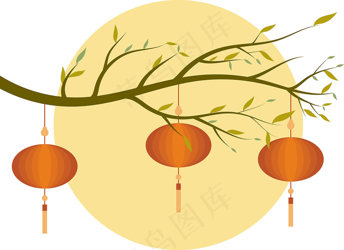 中国风 手绘 卡通元素 传统 复古红 灯笼装饰 PNG 免抠 ai矢量模版下载