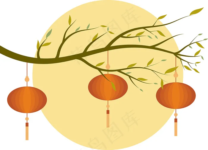 中国风 手绘 卡通元素 传统 复古红 灯笼装饰 PNG 免抠 ai矢量模版下载