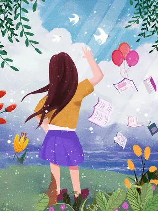 高考插画海报高考加油插画