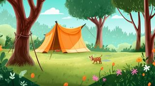 夏季露营清新背景图