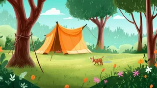 夏季露营清新背景图