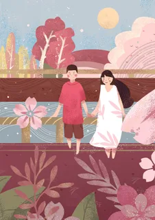 卡通温馨浪漫2月14七夕520情侣拥抱情人节主题插画海报PSD素材 卡通温馨浪漫2月14七夕520情侣拥抱情人节主题插画海报PSD素材